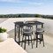 Armen Living Encinitas Outdoor Patio 5-Piece Bar Table Set in Aluminum with Gray Cushions SETODEN5BLGRY - alternate 7